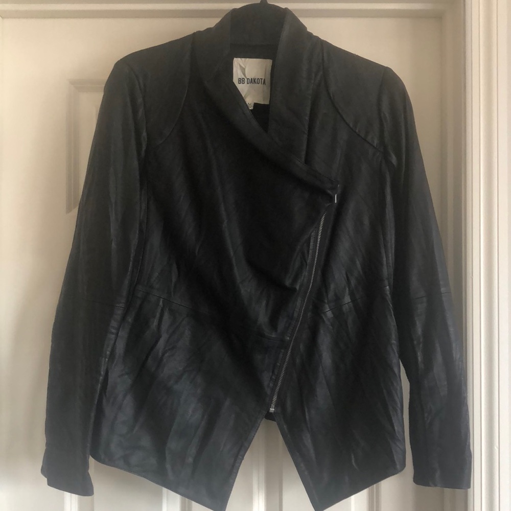 Faux Leather Drapey Moto Jacket